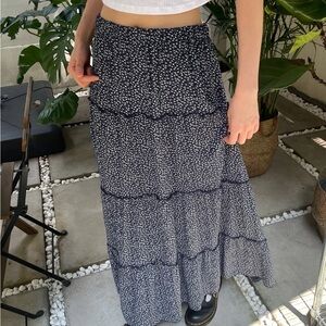 Brandy Melville Dark Blue Patterned Maxi Skirt